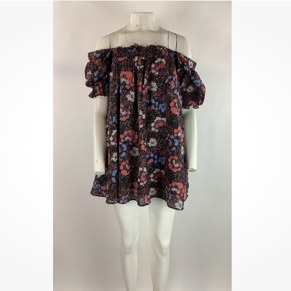 Cleobella Sz XS Boho Mischa Mini Smocked Organic Cotton Floral Dress Red